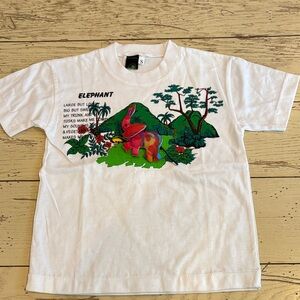 New w/o tags Africa White Kids Short Sleeve Tee with 3D Elephant Print